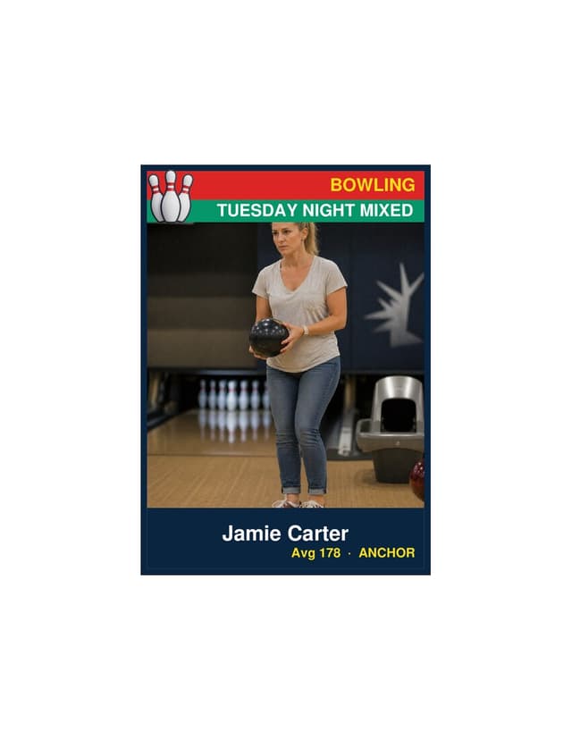 Bowling card template preview