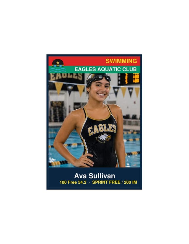 Swim team card template preview
