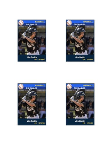 Normal size baseball card template