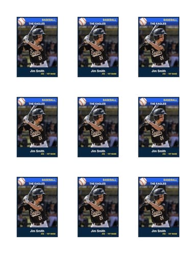 Team baseball card template