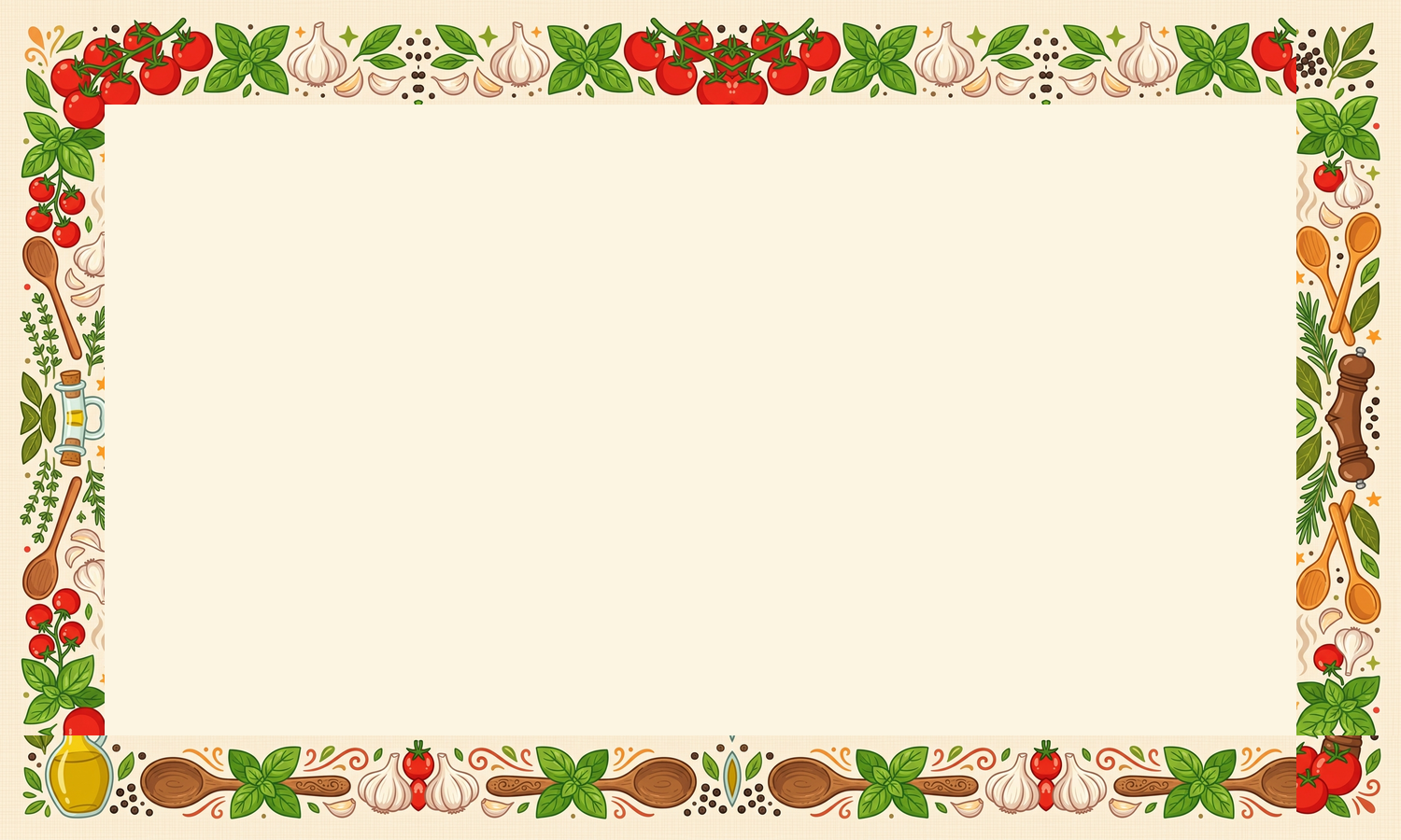 Culinary Arts printable recipe card template — Vibrant cooking illustration border with a colorful palette.