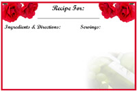 Roses printable recipe card template — Floral-rose border, fits a standard 3×5 recipe box.