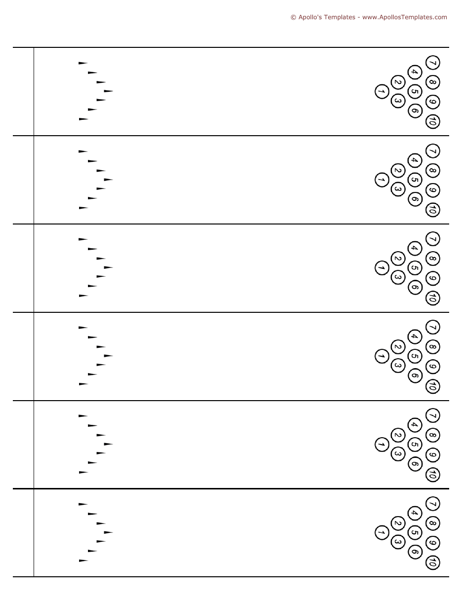 Bowling Lane & Pin Diagram (6 lanes per page) preview