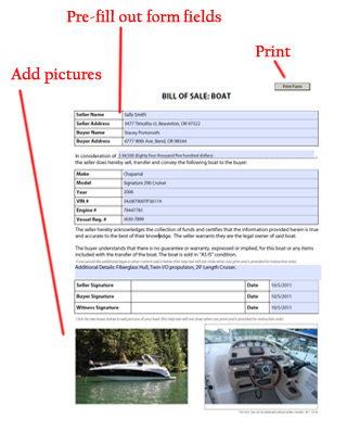Boat Bill of Sale Template example / sample