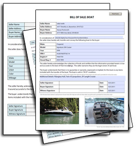 boat bill of sale template free pdf printable