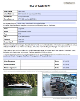 Free Boat bill-of-sale form template