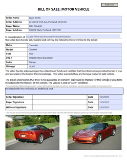 Free Car bill-of-sale form template