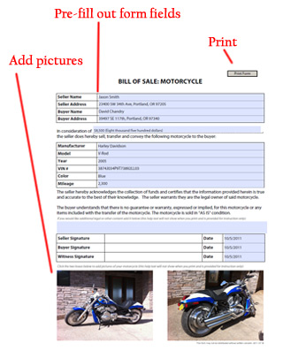 Motorcycle Bill of Sale Template example / sample