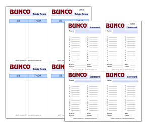 Bunco Card Template