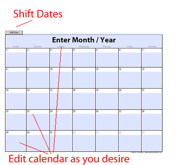 Instructions - example March calendar template