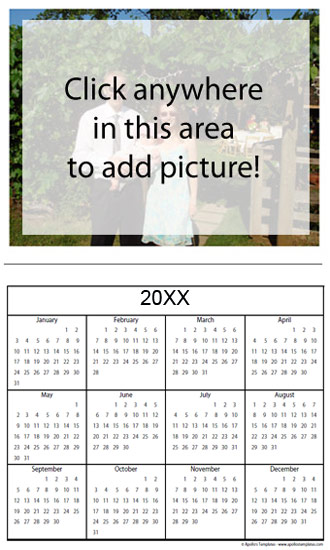 Example full year calendar - printable