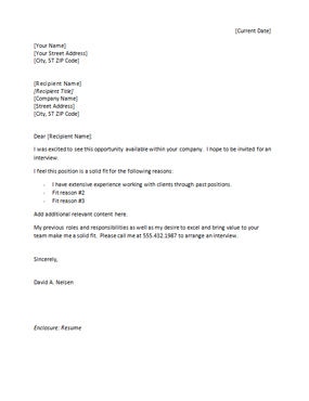 Sample Resume Cover Letter Template Style 1