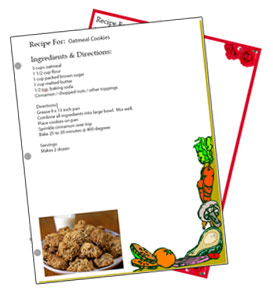 Example recipe cards for your notebook or binder - 8.5 X 11