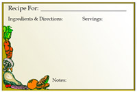 free printable recipe card - vegetables
