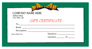 green - blank gift certificate