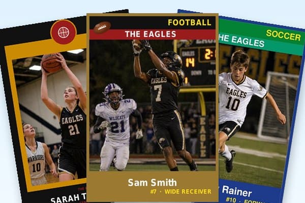 Custom basketball, football and soccer trading cards