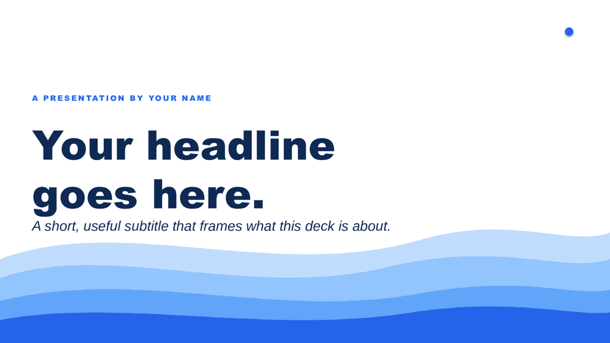 The Waves presentation template title slide