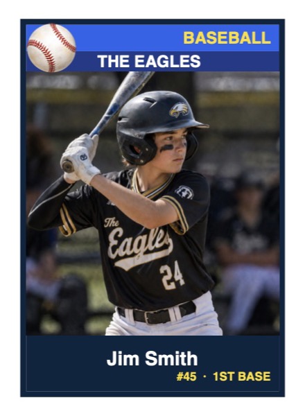 Personalized baseball card sample